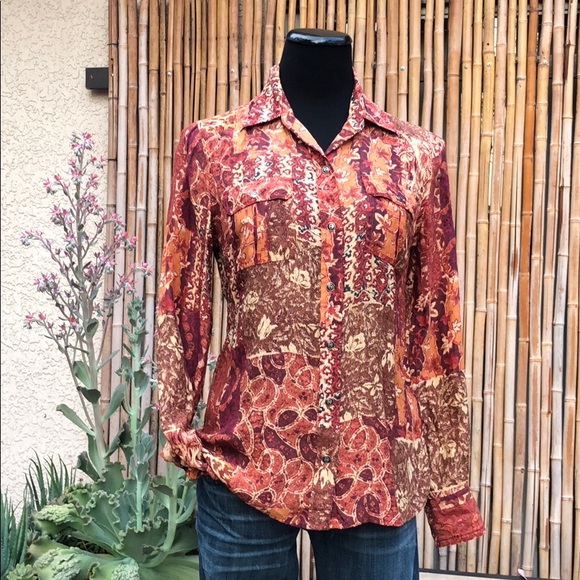 Lucky Brand Tops - LUCKY BRAND Vintage Silk Button Down Shirt Small